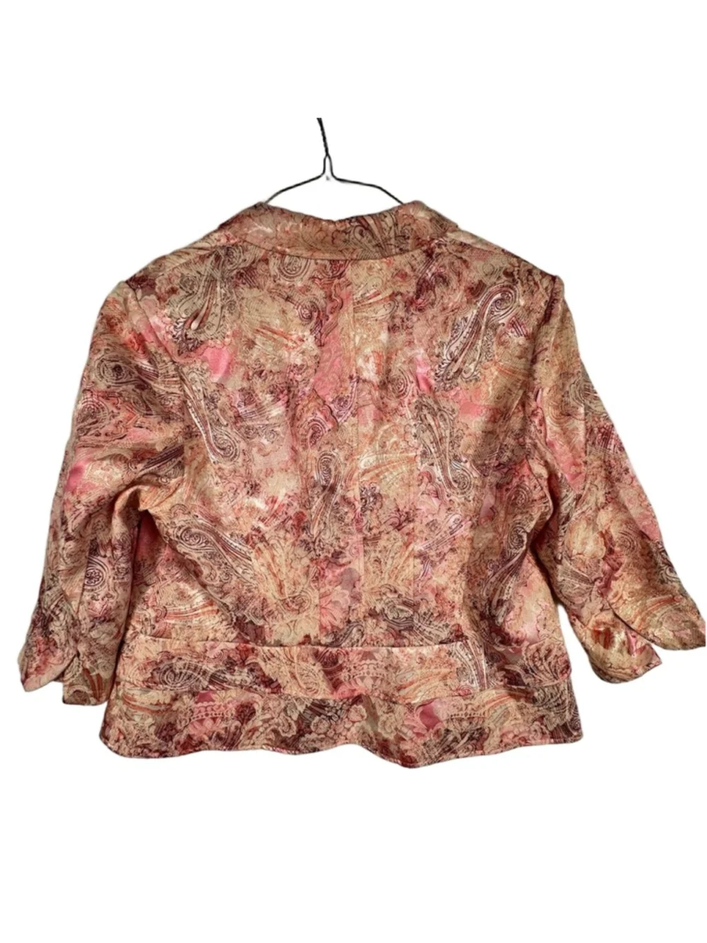 Lane Bryant Blazer Jacket Pink Paisley Lined 3/4 Sleeve Formal Business Women 18
